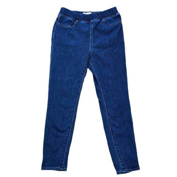 Elastic Waist Jeans Madewell Pull On Skinny Jean Size 28 Dark Stretch Denim Crop - Picture 1 of 10